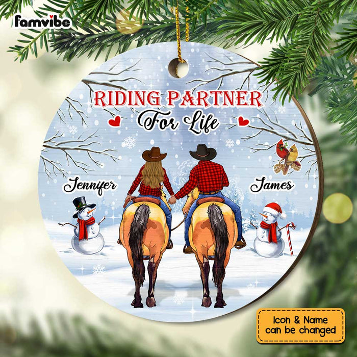 Personalized Horse Riding Couple Circle Ornament OB133 30O67 1