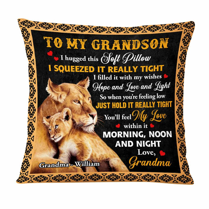 Personalized Lion To My Grandson Hug This Pillow OB185 36O47 1