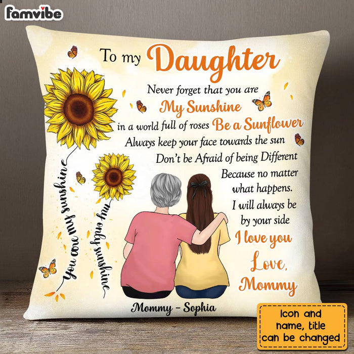 Personalized To My Daughter Sunflower From Mom Pillow OB142 58O28 1