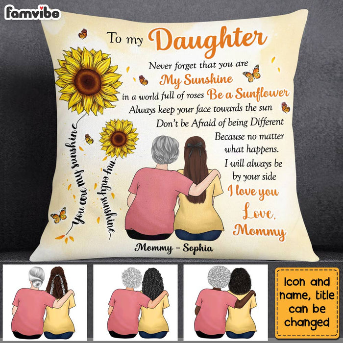 Personalized To My Daughter Sunflower From Mom Pillow OB142 58O28 1