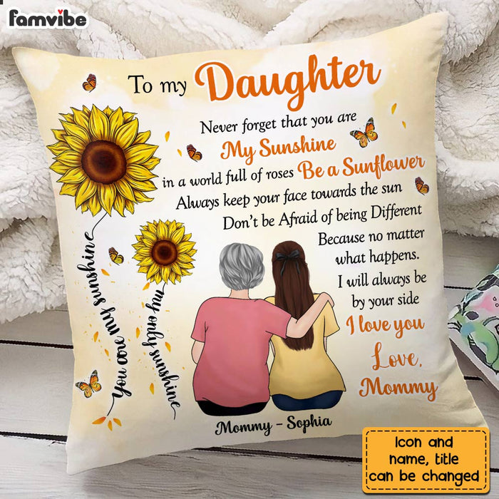Personalized To My Daughter Sunflower From Mom Pillow OB142 58O28 1