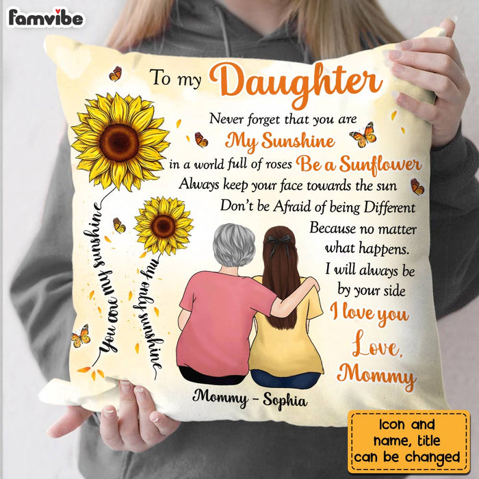 Personalized To My Daughter Sunflower From Mom Pillow OB142 58O28 1