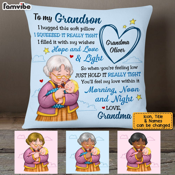 Personalized To My Grandson Baby Hug From Grandma Pillow OB143 58O53 1