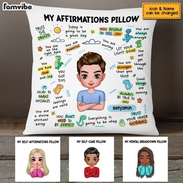 Personalized Mental Health Breakdown Affirmations Dinosaur Pillow OB152 58O53 1