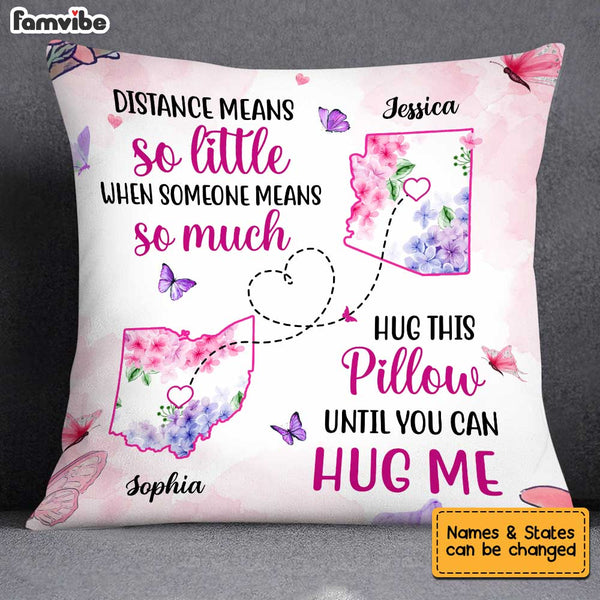 Personalized Long Distance Floral Map Pillow OB193 32O34 - Famvibe