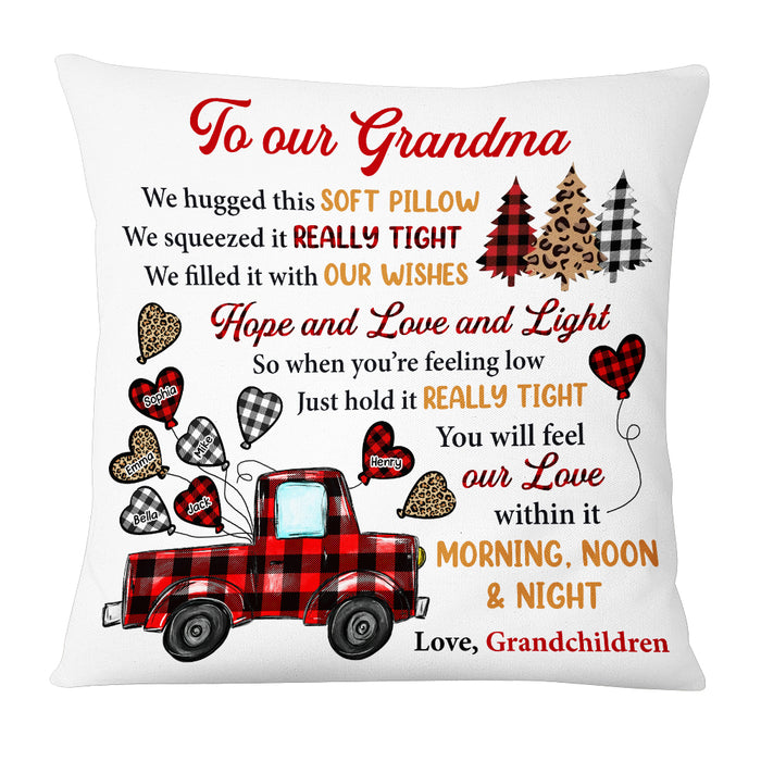Personalized To Our Grandma Red Truck Buffalo Plaid Pillow OB191 32O53 1