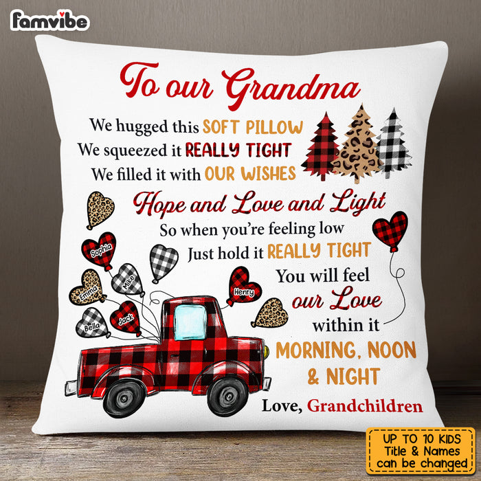 Personalized To Our Grandma Red Truck Buffalo Plaid Pillow OB191 32O53 1