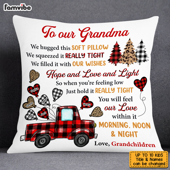 Personalized To Our Grandma Red Truck Buffalo Plaid Pillow OB191 32O53 1