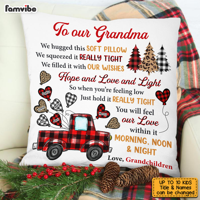 Personalized To Our Grandma Red Truck Buffalo Plaid Pillow OB191 32O53 1