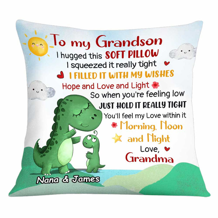 Personalized Dinosaur Grandson Hug This Pillow OB172 23O34 1
