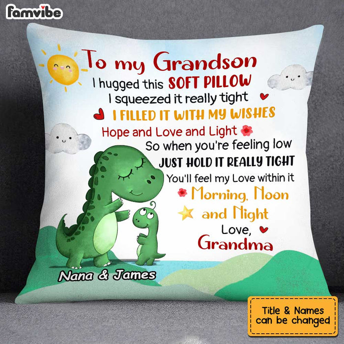 Personalized Dinosaur Grandson Hug This Pillow OB172 23O34 1