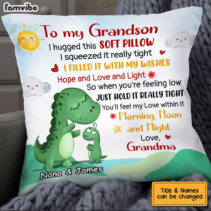 Personalized Dinosaur Grandson Hug This Pillow OB172 23O34 1