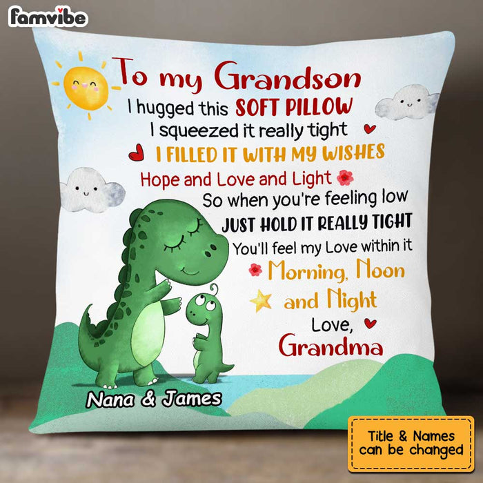 Personalized Dinosaur Grandson Hug This Pillow OB172 23O34 1