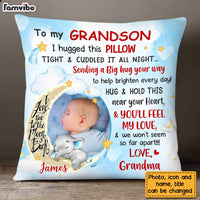 Personalized Blue Grandson Love To The Moon And Back Hug This Custom Photo Pillow OB173 58O28 thumb 1