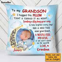 Personalized Blue Grandson Love To The Moon And Back Hug This Custom Photo Pillow OB173 58O28 thumb 1