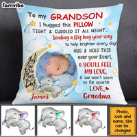 Personalized Blue Grandson Love To The Moon And Back Hug This Custom Photo Pillow OB173 58O28 thumb 1