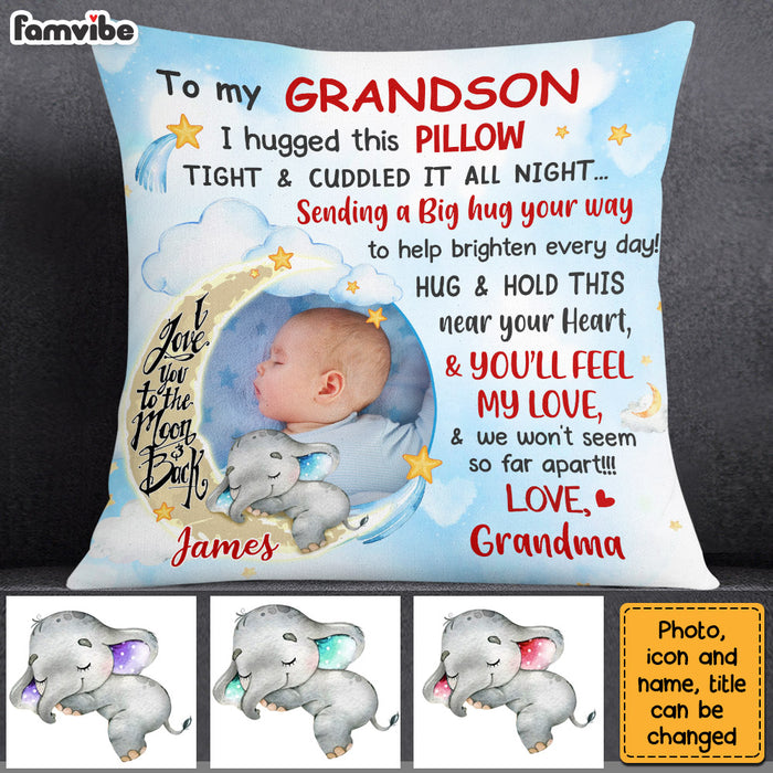 Personalized Blue Grandson Love To The Moon And Back Hug This Custom Photo Pillow OB173 58O28 1