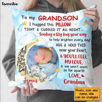 Personalized Blue Grandson Love To The Moon And Back Hug This Custom Photo Pillow OB173 58O28 thumb 1