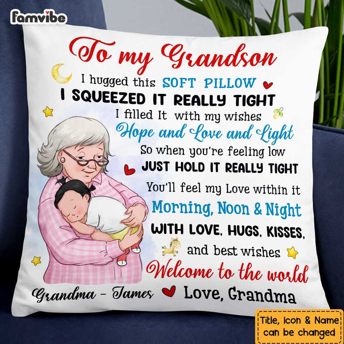 Personalized Grandson Welcome To The World Hug This Pillow OB173 23O47 1