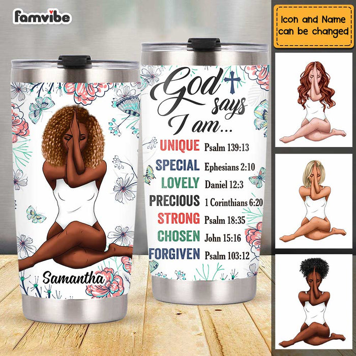 Personalized God Says Floral Steel Tumbler OB175 32O47 1