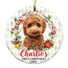Personalized Dog First Christmas Photo Circle Ornament OB183 32O53 1