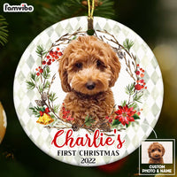 Personalized Dog First Christmas Photo Circle Ornament OB183 32O53 thumb 1