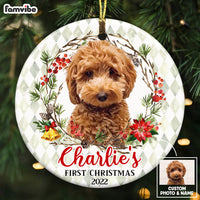 Personalized Dog First Christmas Photo Circle Ornament OB183 32O53 thumb 1