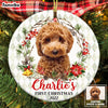 Personalized Dog First Christmas Photo Circle Ornament OB183 32O53 1