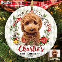 Personalized Dog First Christmas Photo Circle Ornament OB183 32O53 thumb 1