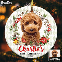 Personalized Dog First Christmas Photo Circle Ornament OB183 32O53 thumb 1