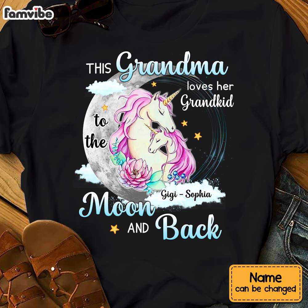 Personalized Grandma Loves Grandkid To The Moon And Back Unicorn T Shirt OB182 32O28 Primary Mockup