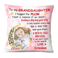 Personalized Pink Granddaughter Love To The Moon And Back Hug This Custom Photo Pillow OB174 58O28 thumb 1