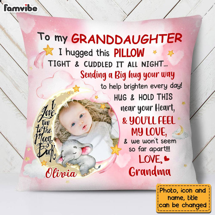 Personalized Pink Granddaughter Love To The Moon And Back Hug This Custom Photo Pillow OB174 58O28 1