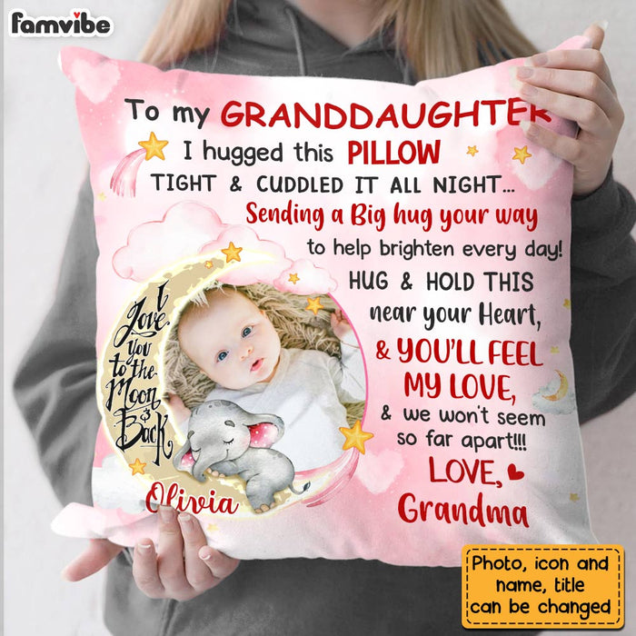 Personalized Pink Granddaughter Love To The Moon And Back Hug This Custom Photo Pillow OB174 58O28 1
