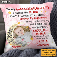 Personalized Pink Granddaughter Love To The Moon And Back Hug This Custom Photo Pillow OB174 58O28 thumb 1
