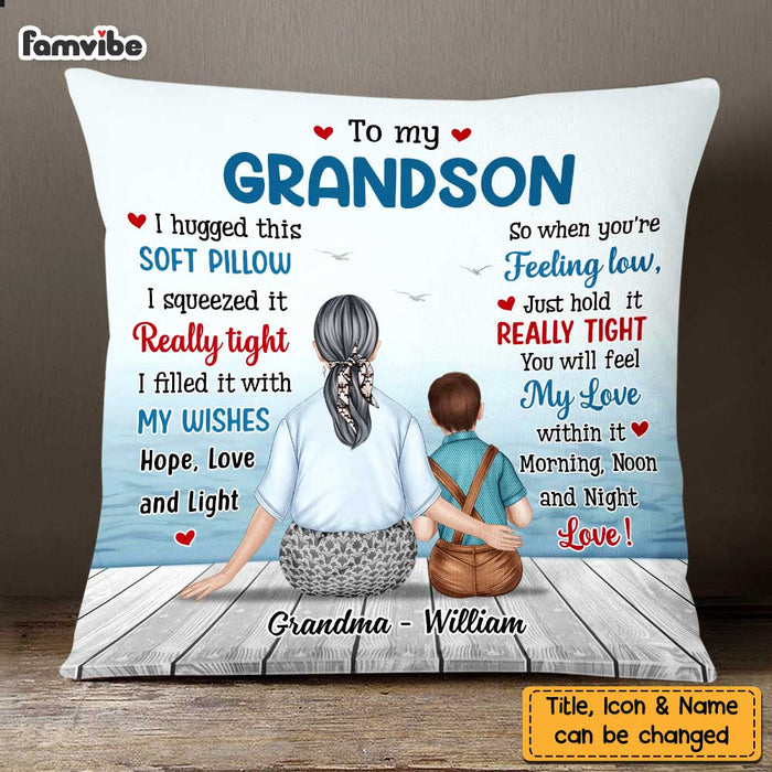 Personalized To My Grandson Hug This Pillow OB195 32O47 1