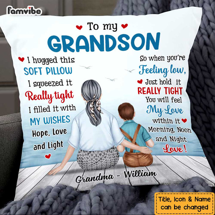 Personalized To My Grandson Hug This Pillow OB195 32O47 1