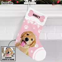 Personalized Dog Christmas Photo Pastel Stocking OB194 85O53 thumb 1