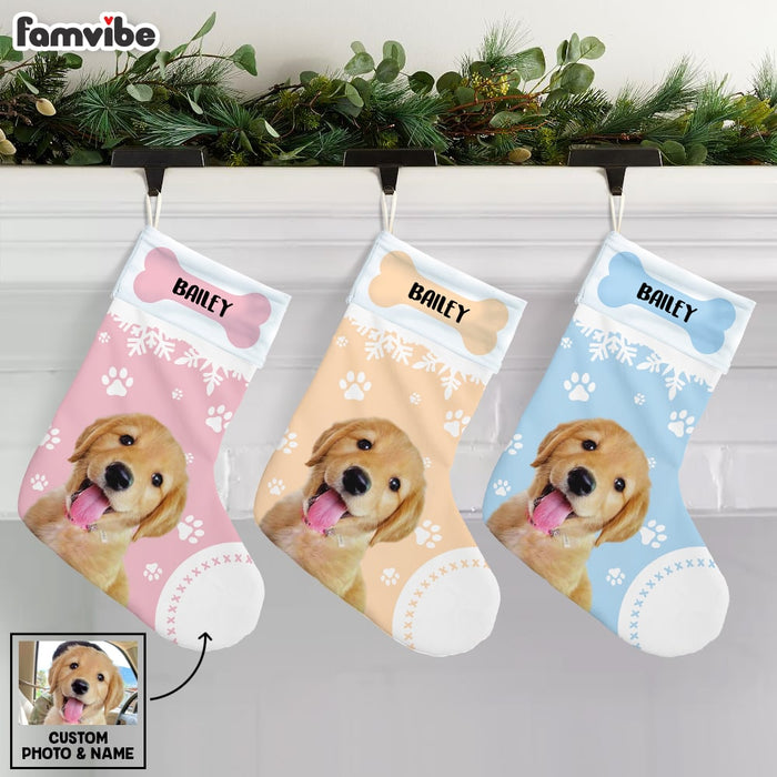 Personalized Dog Christmas Photo Pastel Stocking OB194 85O53 1