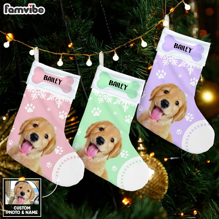 Personalized Dog Christmas Photo Pastel Stocking OB194 85O53 1