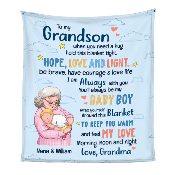Personalized Grandma Holding Grandson Blanket OB194 36O69 1