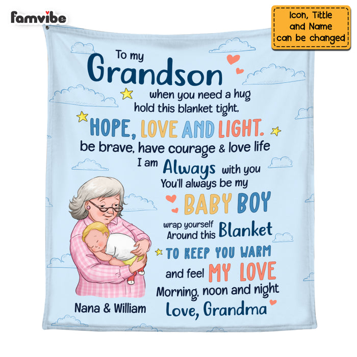 Personalized Grandma Holding Grandson Blanket OB194 36O69 1