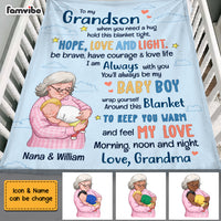 Personalized Grandma Holding Grandson Blanket OB194 36O69 thumb 1