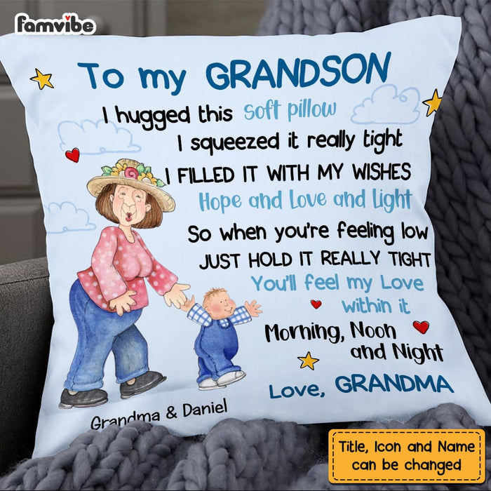 Personalized To My Grandson Hug This Pillow OB187 32O58 1