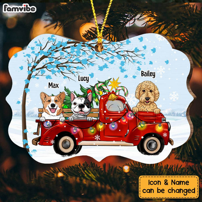 Personalized Dog Red Truck Christmas Benelux Ornament OB204 58O47 1