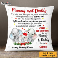 Personalized To Mommy Daddy From Baby First Christmas Elephant Pillow OB217 58O47 thumb 1