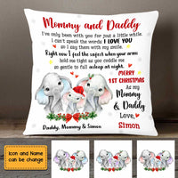 Personalized To Mommy Daddy From Baby First Christmas Elephant Pillow OB217 58O47 thumb 1