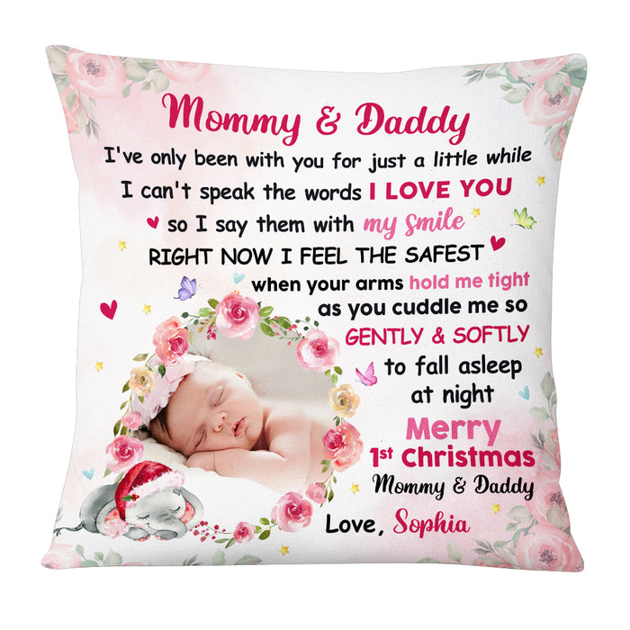 Personalized Baby Elephant First Christmas Pillow OB224 30O53 1