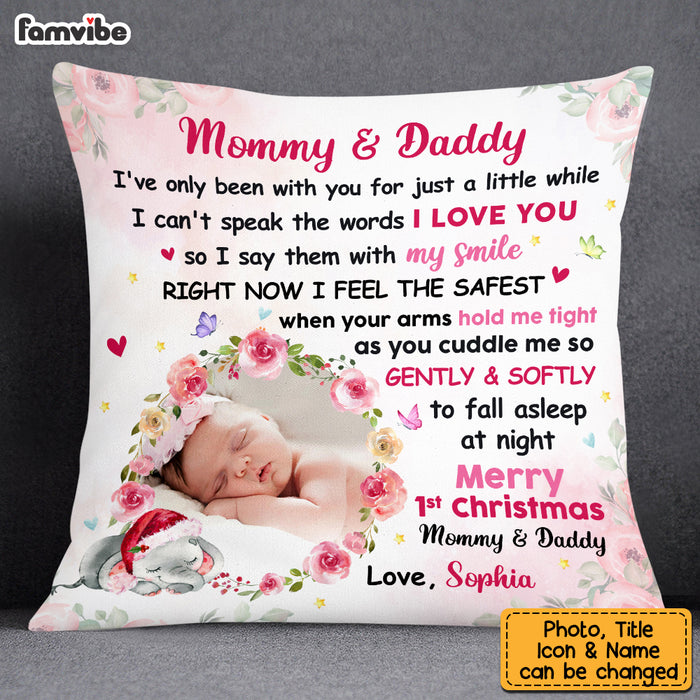 Personalized Baby Elephant First Christmas Pillow OB224 30O53 1