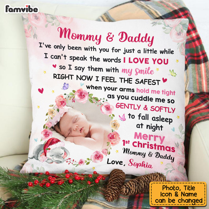 Personalized Baby Elephant First Christmas Pillow OB224 30O53 1
